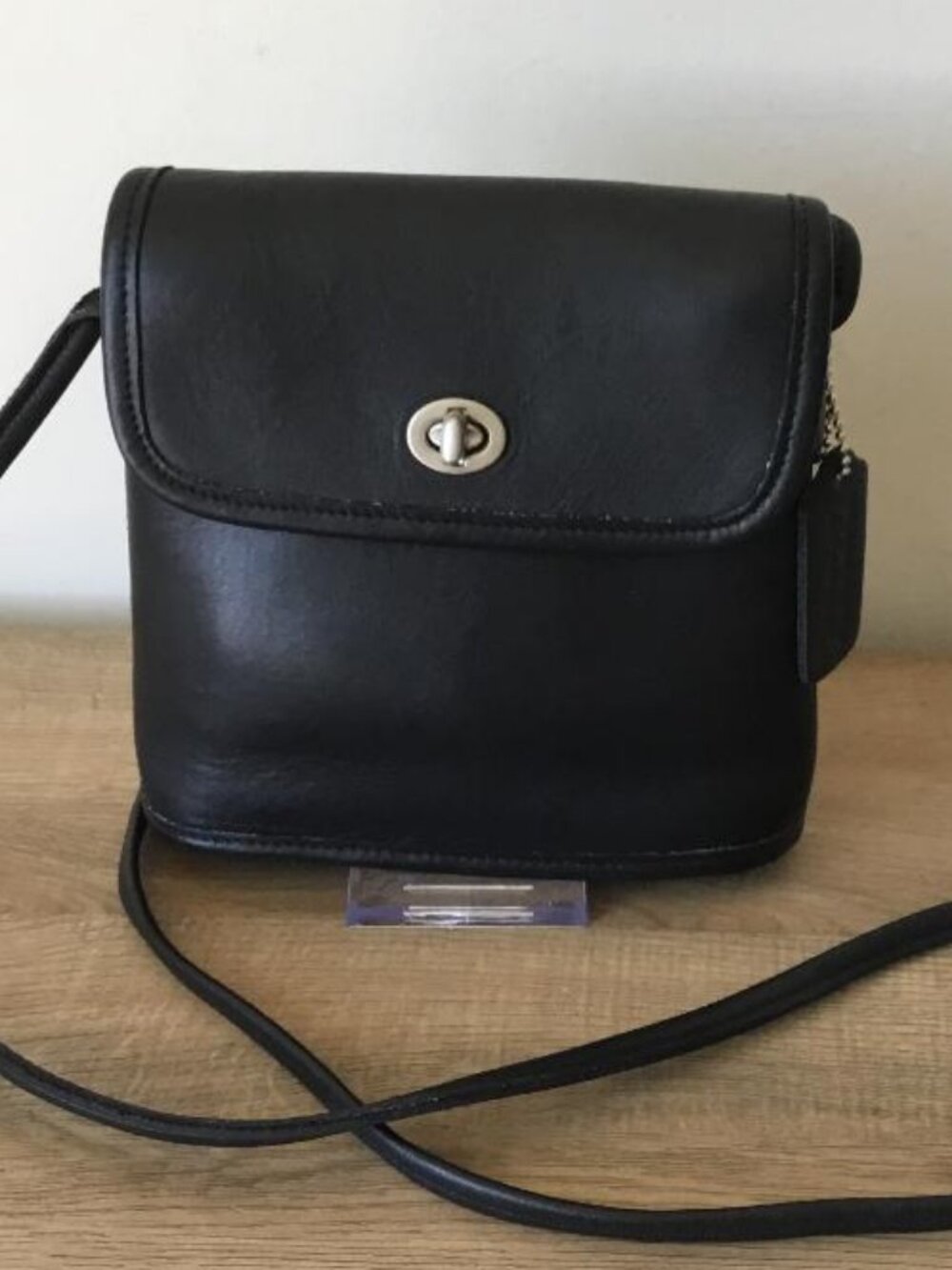 Vintage Coach Tango Crossbody Bag in Black Leather w/Nickel Hardware #H8P-9049